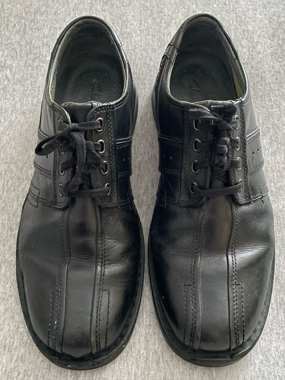 Clarks Men's Sz 10W Touraeg Black Leather Oxford Lace-Up Shoes 78051